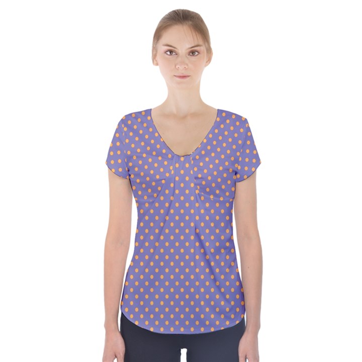 Polka dots Short Sleeve Front Detail Top