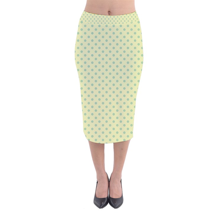 Polka dots Velvet Midi Pencil Skirt