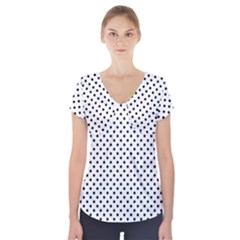 Polka Dots Short Sleeve Front Detail Top