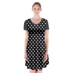 Polka Dots Short Sleeve V-neck Flare Dress