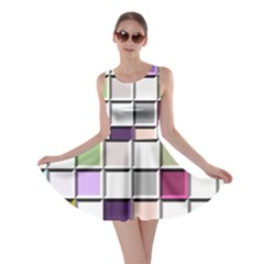 Color Tiles Abstract Mosaic Background Skater Dress by Simbadda