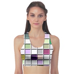 Color Tiles Abstract Mosaic Background Sports Bra by Simbadda