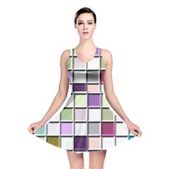 Color Tiles Abstract Mosaic Background Reversible Skater Dress by Simbadda