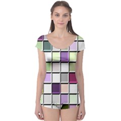 Color Tiles Abstract Mosaic Background Boyleg Leotard  by Simbadda