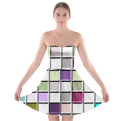 Color Tiles Abstract Mosaic Background Strapless Bra Top Dress by Simbadda