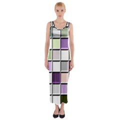 Color Tiles Abstract Mosaic Background Fitted Maxi Dress by Simbadda