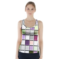 Color Tiles Abstract Mosaic Background Racer Back Sports Top by Simbadda