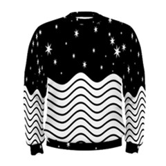 Black And White Waves And Stars Abstract Backdrop Clipart Men s Sweatshirt by Simbadda