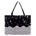 Black And White Waves And Stars Abstract Backdrop Clipart Medium Tote Bag View1