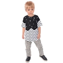 Black And White Waves And Stars Abstract Backdrop Clipart Kids  Raglan Tee