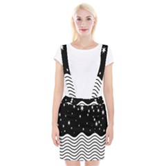 Black And White Waves And Stars Abstract Backdrop Clipart Suspender Skirt by Simbadda