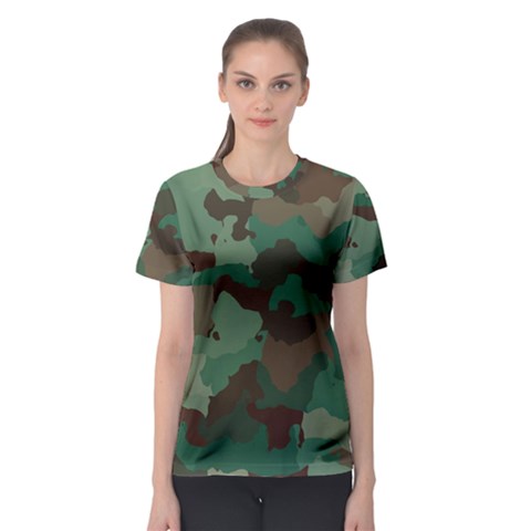 Camouflage Pattern A Completely Seamless Tile Able Background Design Women s Sport Mesh Tee by Simbadda