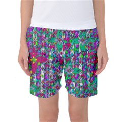 Sunny Roses In Rainy Weather Pop Art Women s Basketball Shorts by pepitasart