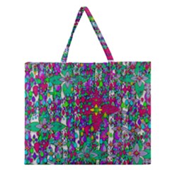 Sunny Roses In Rainy Weather Pop Art Zipper Large Tote Bag by pepitasart