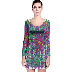 Sunny Roses In Rainy Weather Pop Art Long Sleeve Velvet Bodycon Dress by pepitasart