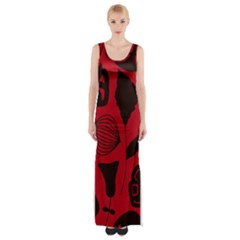 Congregation Of Floral Shades Pattern Maxi Thigh Split Dress by Simbadda