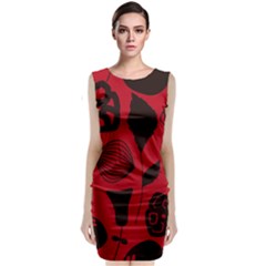 Congregation Of Floral Shades Pattern Sleeveless Velvet Midi Dress