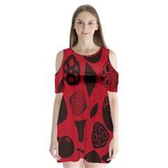 Congregation Of Floral Shades Pattern Shoulder Cutout Velvet  One Piece