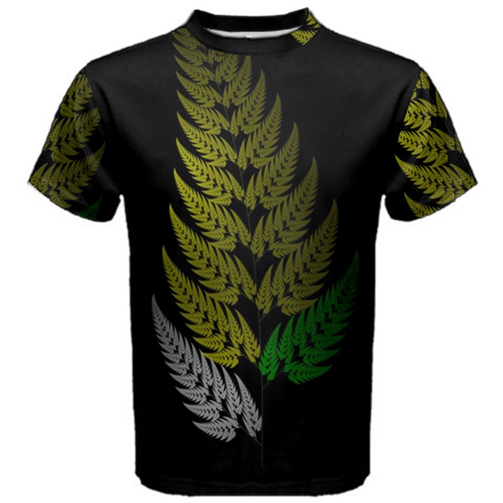 Drawing Of A Fractal Fern On Black Men s Cotton Tee