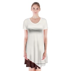 Greeting Card Coffee Mood Short Sleeve V-neck Flare Dress