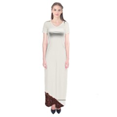 Greeting Card Coffee Mood Short Sleeve Maxi Dress