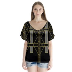 Simple Art Deco Style  Flutter Sleeve Top