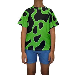 Black Green Abstract Shapes A Completely Seamless Tile Able Background Kids  Short Sleeve Swimwear by Simbadda