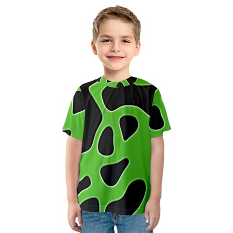 Black Green Abstract Shapes A Completely Seamless Tile Able Background Kids  Sport Mesh Tee by Simbadda