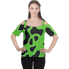 Black Green Abstract Shapes A Completely Seamless Tile Able Background Women s Cutout Shoulder Tee