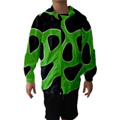 Black Green Abstract Shapes A Completely Seamless Tile Able Background Hooded Wind Breaker (kids) by Simbadda