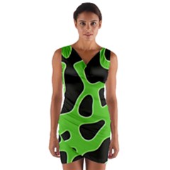 Black Green Abstract Shapes A Completely Seamless Tile Able Background Wrap Front Bodycon Dress by Simbadda