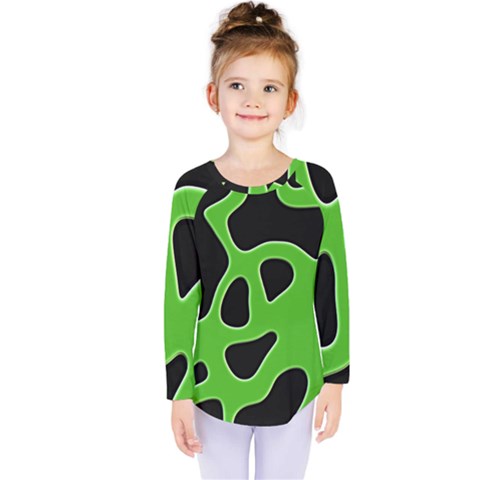 Black Green Abstract Shapes A Completely Seamless Tile Able Background Kids  Long Sleeve Tee by Simbadda