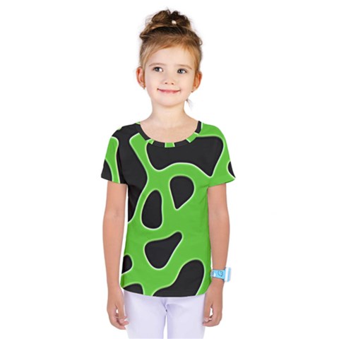 Black Green Abstract Shapes A Completely Seamless Tile Able Background Kids  One Piece Tee by Simbadda