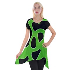 Black Green Abstract Shapes A Completely Seamless Tile Able Background Short Sleeve Side Drop Tunic by Simbadda