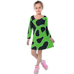 Black Green Abstract Shapes A Completely Seamless Tile Able Background Kids  Long Sleeve Velvet Dress