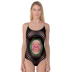 Fractal Plate Like Image In Pink Green And Other Colours Camisole Leotard  by Simbadda