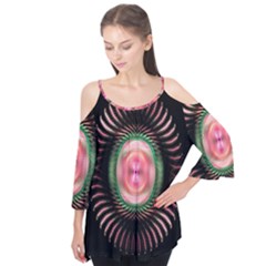 Fractal Plate Like Image In Pink Green And Other Colours Flutter Tees