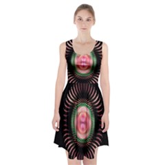 Fractal Plate Like Image In Pink Green And Other Colours Racerback Midi Dress by Simbadda