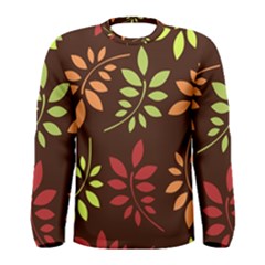 Leaves Wallpaper Pattern Seamless Autumn Colors Leaf Background Men s Long Sleeve Tee by Simbadda