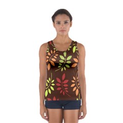 Leaves Wallpaper Pattern Seamless Autumn Colors Leaf Background Women s Sport Tank Top  by Simbadda