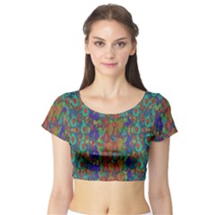 Sea Of Mermaids Short Sleeve Crop Top (tight Fit) by pepitasart