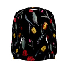 Colorful Tulip Wallpaper Pattern Background Pattern Wallpaper Women s Sweatshirt by Simbadda