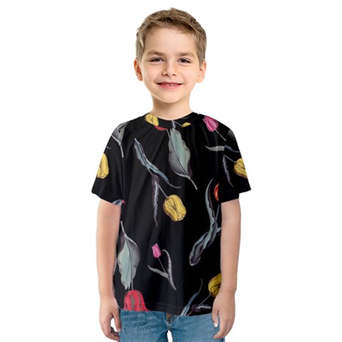 Colorful Tulip Wallpaper Pattern Background Pattern Wallpaper Kids  Sport Mesh Tee by Simbadda