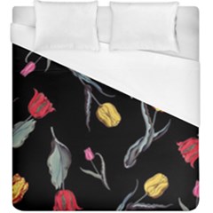 Colorful Tulip Wallpaper Pattern Background Pattern Wallpaper Duvet Cover (king Size) by Simbadda