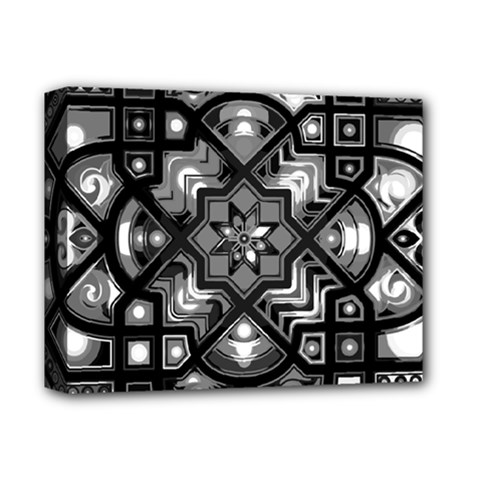 Geometric Line Art Background In Black And White Deluxe Canvas 14  X 11  by Simbadda