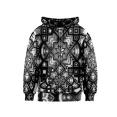 Geometric Line Art Background In Black And White Kids  Zipper Hoodie by Simbadda