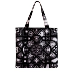 Geometric Line Art Background In Black And White Zipper Grocery Tote Bag by Simbadda