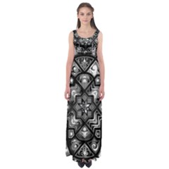 Geometric Line Art Background In Black And White Empire Waist Maxi Dress by Simbadda