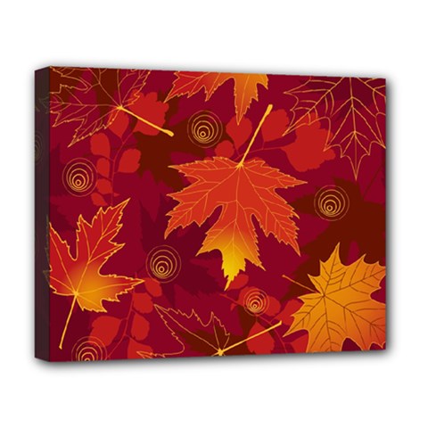 Autumn Leaves Fall Maple Deluxe Canvas 20  X 16   by Simbadda