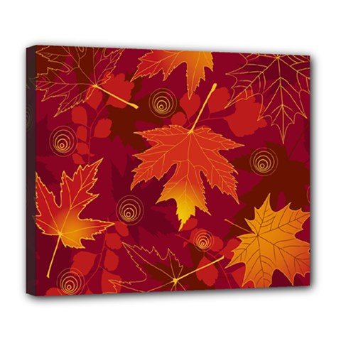 Autumn Leaves Fall Maple Deluxe Canvas 24  X 20   by Simbadda